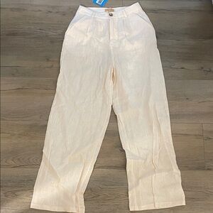 VRG GRL Cream Linen Wide-Leg Pants NWT